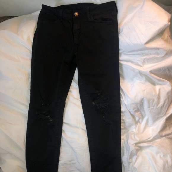 AE Black Jeans (Rip in knees) - Picture 2 of 4